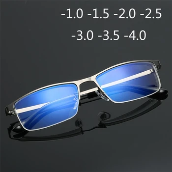 -1.0 -1.5 -2.0 -2.5 Para -4.0 Metade do Quadro Terminado Miopia Óculos de Moda masculina Anti-Luz azul míope Óculos de Alta Qualidade