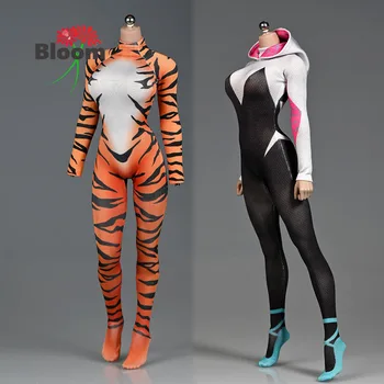 1/6 TBLeague mulheres Boneca Bodysuit Trecho Impressos em 3D Aranha Negra Bodysuit para 12