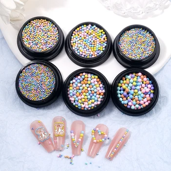 1 Caixa de Cor de Tamanho Misto de Esferas de Aço de 1mm 3mm de Caviar Bola Prego Charme Micro Esferas Ornamento DIY Nail Art Ornamento Acessórios