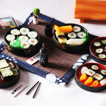 1 Conjunto de Casa de bonecas em Miniatura Janpanese de Arroz de Sushi para Casa de bonecas Decoração Fingir de alimentos