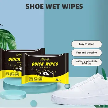 1 Saco de 12pcs Descartáveis Sapatos Limpa Limpa Portátil e Sapatos Brancos, Limpeza de Cuidados de Toalhetes de Tênis de Limpeza Rápida Lenços umedecidos Viagens Levar