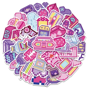 10/30/50PCS cor-de-Rosa Púrpura do Pixel INS Estilo Cartoon Adesivos DIY Laptop Bagagem de Skate, Graffiti Decalques Adesivo para a Criança Brinquedos