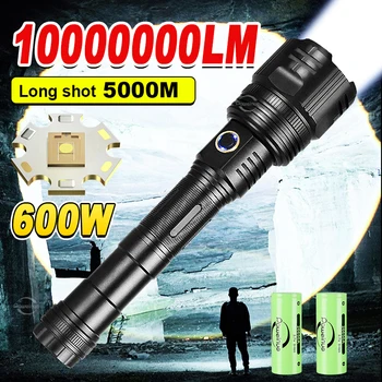 1000000LM 600W LED Potente Lanterna USB de Recarga de Flash de Luz 12000MAh LED Zoom Lanterna Tática Lanterna Longo Tiro Tocha