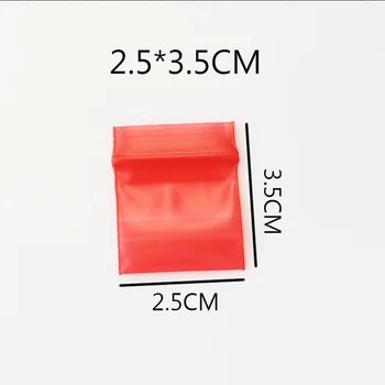 100Pcs/Lote 2.5x3.5cm Vermelho Zip Lock Resealable Ziplock de Aperto do Selo Plástico da Embalagem de Revenda Saco da Embalagem do Zíper Pack Bolsa