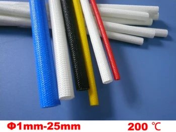10M 4mm Preto Branco Vermelho Azul 200 Graus C de Alta Temperatura do Tubo de Revestimento de Resina de Silicone Trançado de Fibra de Vidro Manga de Fibra de vidro do Tubo