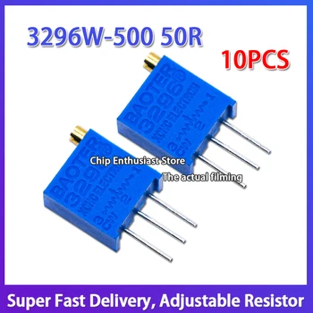 10PCS 3296W-500 50R Topo de Ajuste Multi Turn Precisão Ajustável 3296W Resistor Ajustável