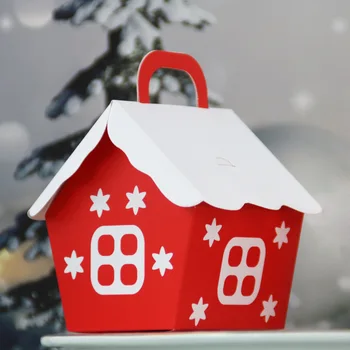 10pcs de Natal da Casa de Doces Dragee Caixa de Papai Noel de Presente Caixa de DIY Cookie Embalagem Saco de Natal Decoração para uma Festa de Ano Novo Dom Crianças