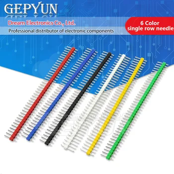 10pcs/lot Cor única linha da agulha de 2,54 mm 1 * 40p cabeçalho pino agulha reta branco/vermelho/Azul/amarelo/Verde/Preto