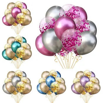10Pcs Misto de Ouro Confete Balões de Festa de Aniversário, Decoração de Metal Cromado de Balão de Ar da Bola de Aniversário Bola de Festa Decoração de Balão