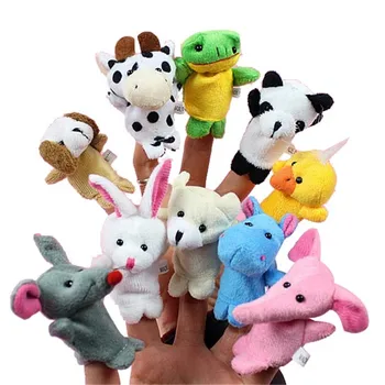 10pcs/set Animais dos desenhos animados Dedo Boneco Bebê Brinquedos de Pelúcia para Crianças Encantadoras do Luxuoso das Crianças Brinquedos de Bebê Favor Bonecas vingerpoppetjes