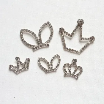 10Pcs Strass Coroa Enfeites Flatback Botões de Cabelo Bowknot Flor Decoração do Casamento de DIY materiais para Artesanato