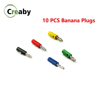 10PCS Terminal de Ligação de Altifalantes de Áudio Parafuso de Banana Prata Placa Plugues Conectores de 4mm Preto Vermelho Amarelo Verde Azul