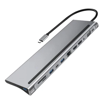 12-Em-1 USB Tipo-C Hub USB 3.1 a Dupla compatível com HDMI 4K Multi USB Divisor de Docking Station para o Microsoft Surface Livro 2