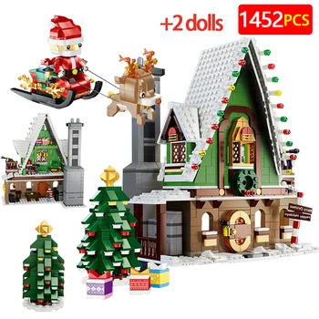 1452pcs Cidade, a Neve do Inverno a Casa do Papai Noel do Bloco de Construção de Snowmobile Árvore de Natal Figuras Tijolos de Natal DIY Brinquedo para Crianças