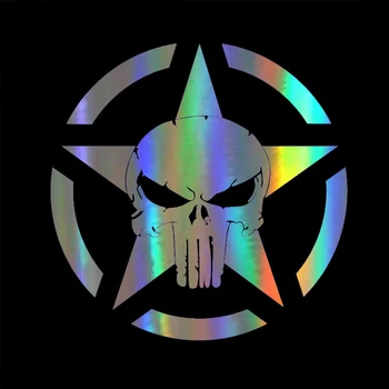 15*15cm Punisher Crânio Adesivo 3D Pentagrama Estrela de Cinco pontas Carro Adesivos e Decalques Estilo Carro Acessórios Adesivos