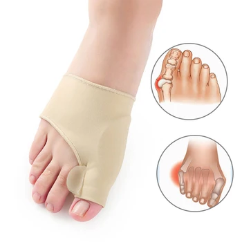 1Pair Joanete Socorro Mangas de Dedo do pé de Corretor de Órteses Almofada de Gel Trecho de Nylon Cuidados com os Pés Respirável Dedo Grande do pé Correção de Pedicure Meia