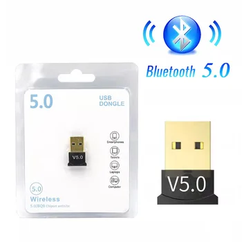 1PC Bluetooth5.0-Adaptador compatível com Transmissor USB para Pc Computador Receptor Portátil Fone de ouvido Áudio Impressora Bluetooth, Fone de ouvido