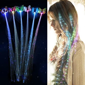 1PC LED Piscando Cabelo de Trança Brilhante Luminescentes Gancho Novetly Ornamento Meninas Diodo emissor de Brinquedos para Festa de Ano Novo de Presentes de Natal