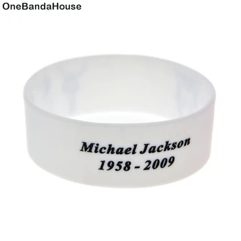 1PC Michael Jackson Pulseira de Silicone de 1 Polegada de Largura Preto e Branco