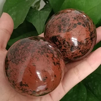 1pc Natural Vermelho de Mogno com Pedra Obsidiana Bola Minerais de Quartzo Esfera Cristais Bola de Cura Feng Shui decoração