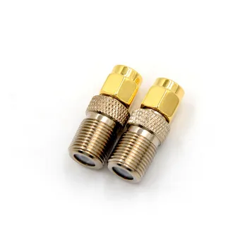 1pc Ouro RF coaxial adaptador coaxial Tipo F Fêmea Jack SMA Macho Plug Reta F conector SMA Conector Banhado a Ouro