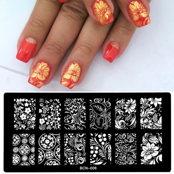 1Pcs de Beleza, Flores, Folhas Padrão de Unhas de Estampagem de Placas de Imagem Stamping Nail Art de Modelos de DIY Manicure Carimbo de Ferramentas