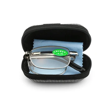 1Set Unisex Dobramento de Óculos de Leitura com Caixa de Ultra-leve, Óculos sem aro, Óculos de proteção Magnética TR Presbiopia Óculos+1.0~4.0