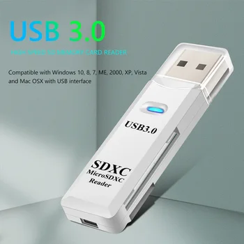2 em 1 TF Leitor de Cartão do USB 3.0 Adaptador de carro Grátis Leitor de Cartão de Memória Secure Digital Cardreader com o Indicador CONDUZIDO Para o Portátil Novo