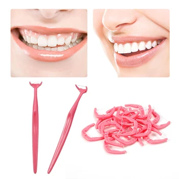 20 pcs/Set A 3 Cores Descartável Fio dental Escova Interdental Dentes Vara Palitos de dente Fio dental Lidar Oral Limpa Flosser Ferramentas