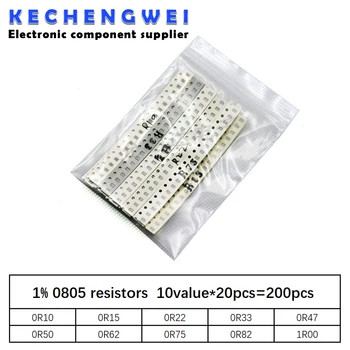 200PCS 1% 0805 resistores SMD kit sortido de definir 10value*20pcs=200pcs 1R00 R820 R750 R620 R500 R470 R330 R220 R150 R100