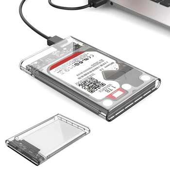 2019Transparent USB3.0 Externos USB 3.0 HD SATA HDD de 2,5 Polegadas Unidade de disco Rígido do Compartimento de Disco de Armazenamento de Caixa de Caso com Cabo Cabo quente da venda