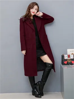 2020 mulheres casaco de lã longo outwear feminino elegante escritório de mangas compridas mulheres paletó exterior parkas outono senhoras casaco