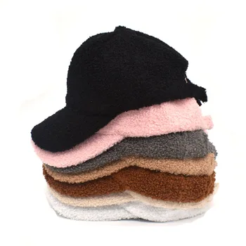 2021 Nova moda lã boné de beisebol Engrossar Quente cor Pura casquette chapéu de Homens, Mulheres de chapéus de atacado inverno caps para mulheres