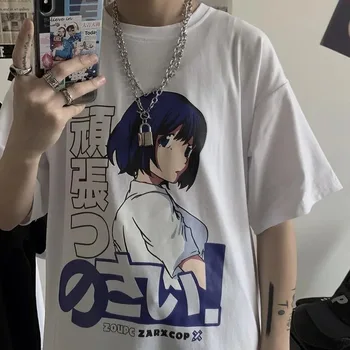 2021 Rua Estilo Japonês de Anime T-shirt de Impressão Kawaii Fashion T-shirt das Mulheres Tops de Verão de Manga Curta Feminino Camisetas T-shirts