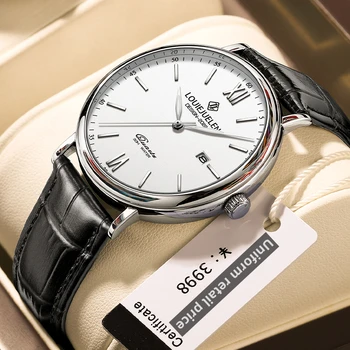 2022 Nova Mens Relógios de Marca Top de Couro de Luxo Casual Quartzo Relógio Homens do Esporte 30M Impermeável Relógio Relógio Relógio Masculino+Caixa