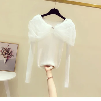 2022 outono nova maternidade de mulheres de manga longa camisola Branca