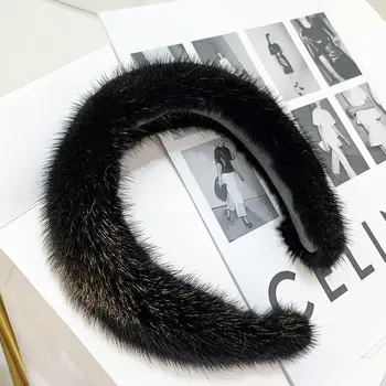 2022 Venda Quente Mulheres De Luxo Inverno 100% Real Mink Fur Tiaras De Alta Qualidade Fur Real Faixa De Cabelo Da Senhora De Cabelo Da Moda Aro Peludos Presente