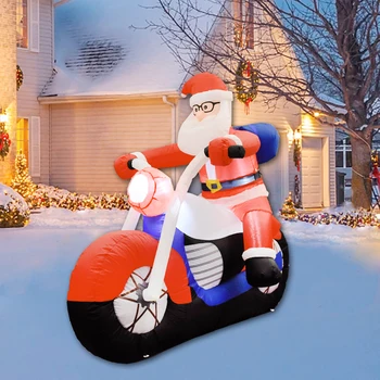 2023 Novo Inflável Papai Noel Andando De Moto De Natal, Brinquedo Inflável Boneca Interior Para O Exterior Do Jardim Decoração De Natal