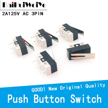 20PCS/MONTE Micro-Interruptor de Botão de pressão Interruptor de 3 Pinos 2A 125V AC Mini Leve Toque para Alternar para o Mouse