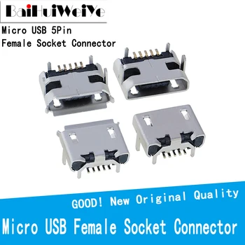 20Pcs/MONTE Micro USB 5Pin Fêmea Conector Tipo B, Fêmea Conector Para Cauda de Carregamento de Telemóvel Tipo de Chifre de BOI
