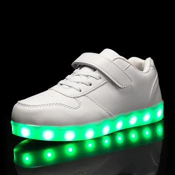 25-45 de USB do Tamanho do Novo Led de Carregamento Crianças Sapatos Com Luz Até Crianças Casual Meninos&Meninas Luminosa Tênis Brilhante Sapato de Malha de superfície
