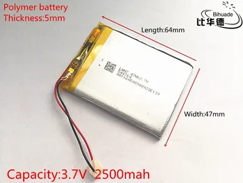 2500mAh 504764 3.7 V bateria de polímero de lítio Recarregável do Li-íon da Célula para o tablet pc,GPS,mp3,mp4