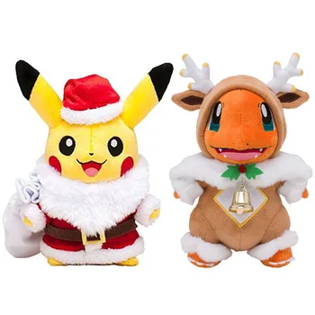 25cm Anime Pokemon Charmander Cos Papai Noel de Pelúcia David Veados Kawaii Modelo Presente de Natal Surpresa de Aniversário