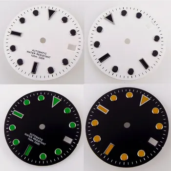 28,5 mm para NH35 Miyota 8215 DG2813 ETA 2824 2836 Movimento Estéril Mostrador do Relógio Janela de Data Preto/Laranja/Verde Índice Cara de Relógio