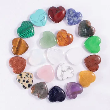 2CM Natural Gema Inchada de Pedra de Cristal Mini Coração Natural em Forma de Cristal de Quartzo Pingente Acessórios Amor Cura pedra preciosa 1Pcs 