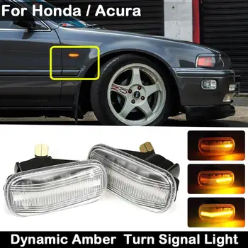 2Pcs de Lente Clara de LED Lâmpada de presença Lateral Dinâmica Âmbar pisca Para Honda Accord Civic S2000 Para Acura Integra RSX NSX