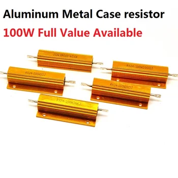 2PCS RX24-100W-10RJ 20RJ 25RJ 30RJ 39RJ 5% de Alumínio caixa de Metal resistor de 10R 20R, 25R 30R 39R Bobinadas de Alta Potência de metal shell