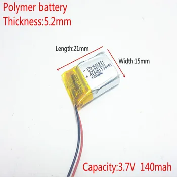 3,7 V 140mAh 521521 de Polímero de Lítio de LiPo Bateria Recarregável de iões de células Para Mp3 Mp4 Mp5 DIY PAD DVD de E-book, bluetooth, fone de ouvido