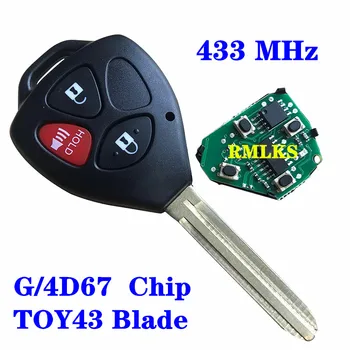 3 Botões Chave Remoto 433MHz 4D67 G Chip FOB Para 2005-2008 Para Toyota Hilux FCC ID: MDL B42TA B41TA