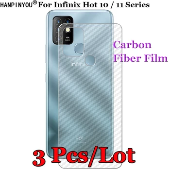 3 Pcs/Lote Para Infinix Quente 12 10 11 11 Hot10 10T 10s NFC Jogar Lite 3D em Fibra de Carbono de um Filme de Volta Protetor de Tela Adesivo